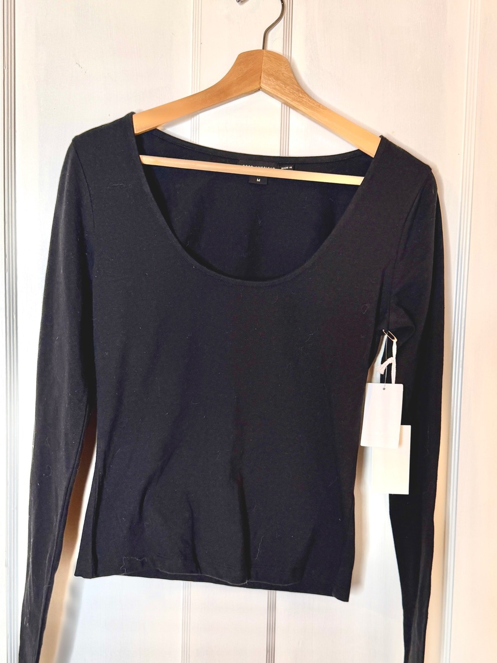 NWT Good American Scoop Neck Long Sleeve Top — Black